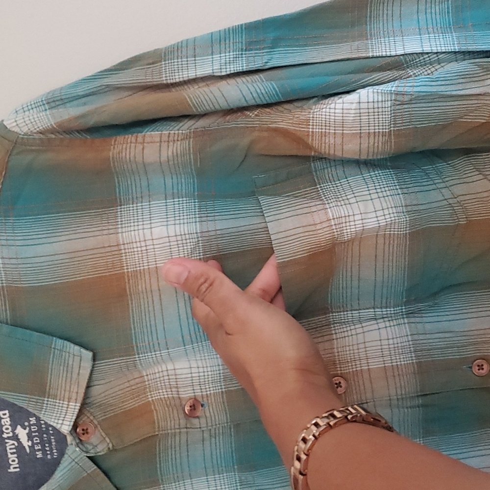 Horny Toad Open Air LS Plaid Long Sleeve Button Up Organic Cotton Shirt M - Picture 3 of 10